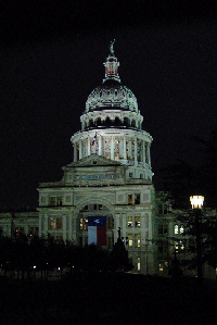 state capital at night, austin, texas
